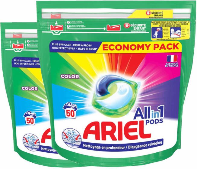 Ariel All-in-1 Pods Colour 2x50 Wasbeurten Voordeelverpakking