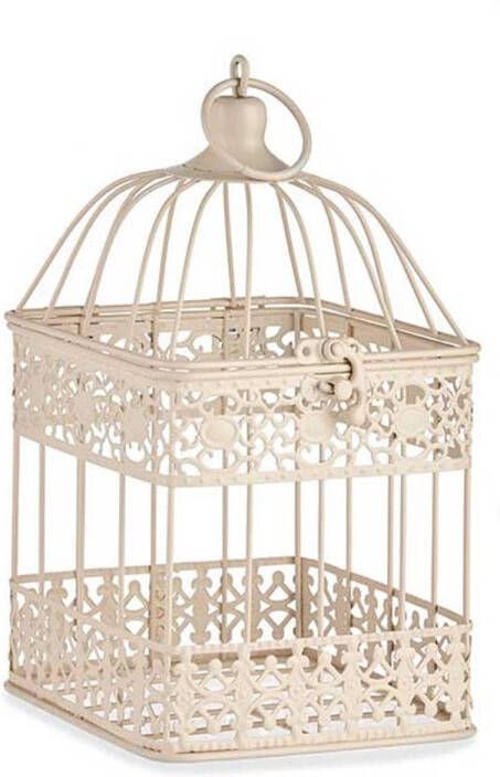 Arte r Home decoratie vogelkooi draad metaal beige 15 x 29 cm Deco vogelkooien