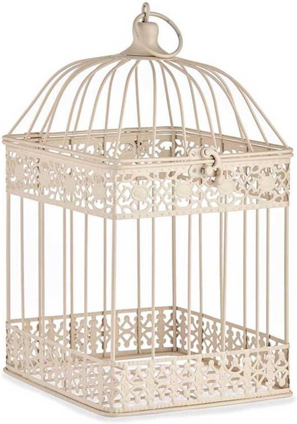 Arte r Home decoratie vogelkooi draad metaal beige 18 x 35 cm Deco vogelkooien