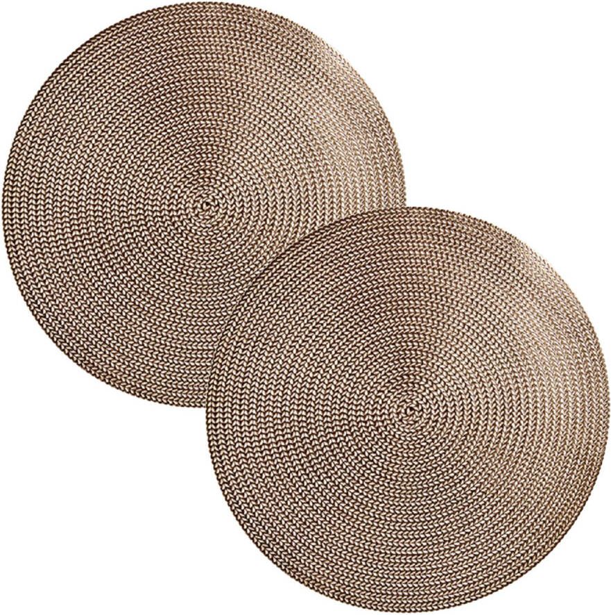 Krist+ Set van 2x stuks ronde Placemats metallic goud look diameter 38 cm Placemats