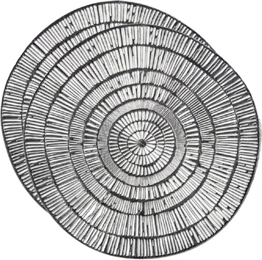 Krist+ Set van 2x stuks ronde Placemats metallic zilver look diameter 38 cm Placemats