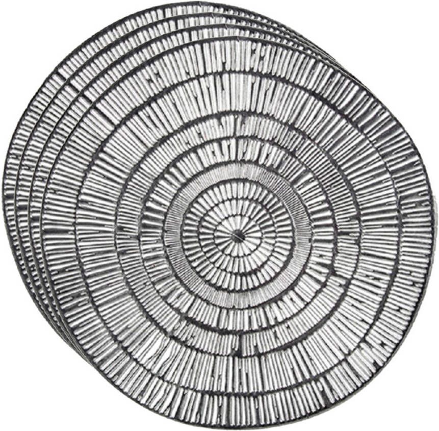 Krist+ Set van 4x stuks ronde Placemats metallic zilver look diameter 38 cm Placemats