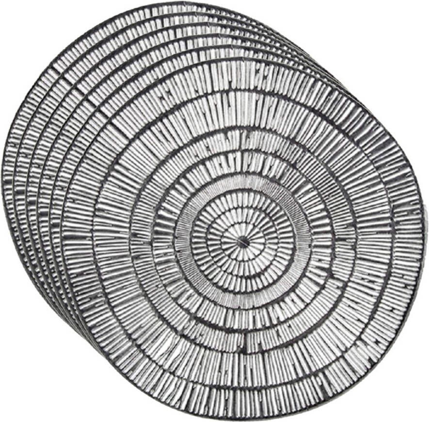 Krist+ Set van 6x stuks ronde Placemats metallic zilver look diameter 38 cm Placemats