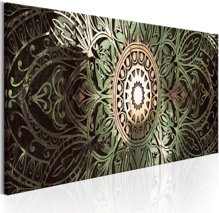 Artgeist Canvas Schilderij Emerald Mandala 150x50cm