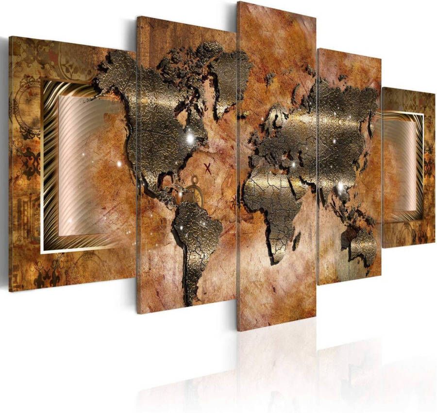 Artgeist Canvas Schilderij Steel Map 5-luik 100x50cm