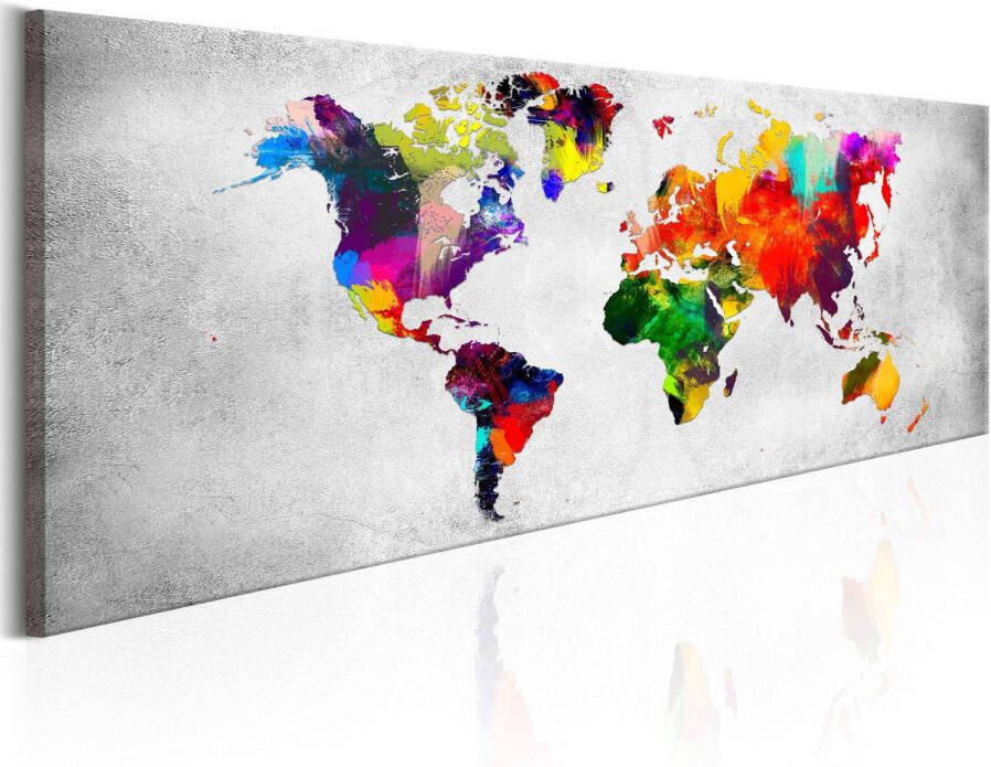 Artgeist Canvas Schilderij World Map Coloured Revolution 120x40cm