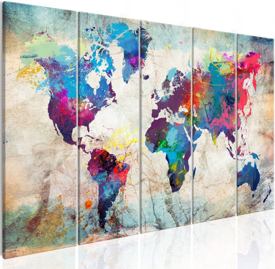 Artgeist Canvas Schilderij World Map Cracked Wall