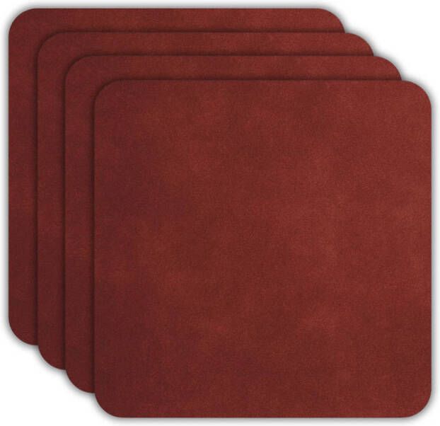 ASA Selection Onderzetters Soft Leather Red Earth 10 x 10 cm 4 Stuks