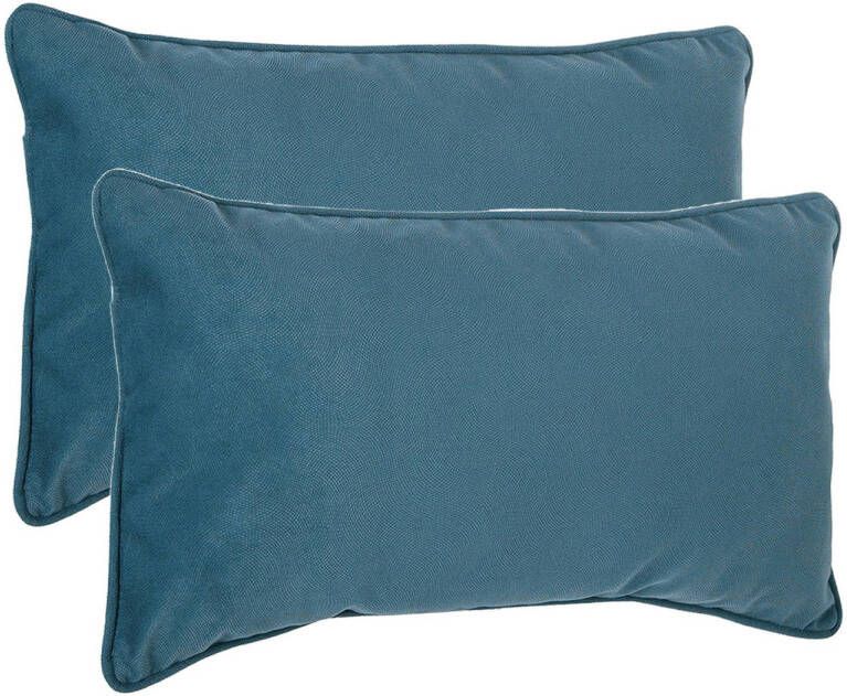 Atmosphera Bank sierkussens huiskamer Sophia 2x 30 x 50 cm Blauw polyester met rits Sierkussens