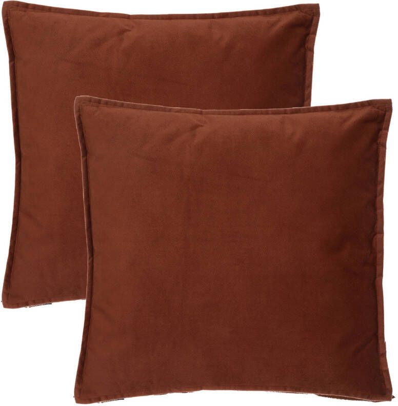 Atmosphera Bank sierkussens huiskamer Sophia 2x 55 x 55 cm Terracotta polyester met rits Sierkussens