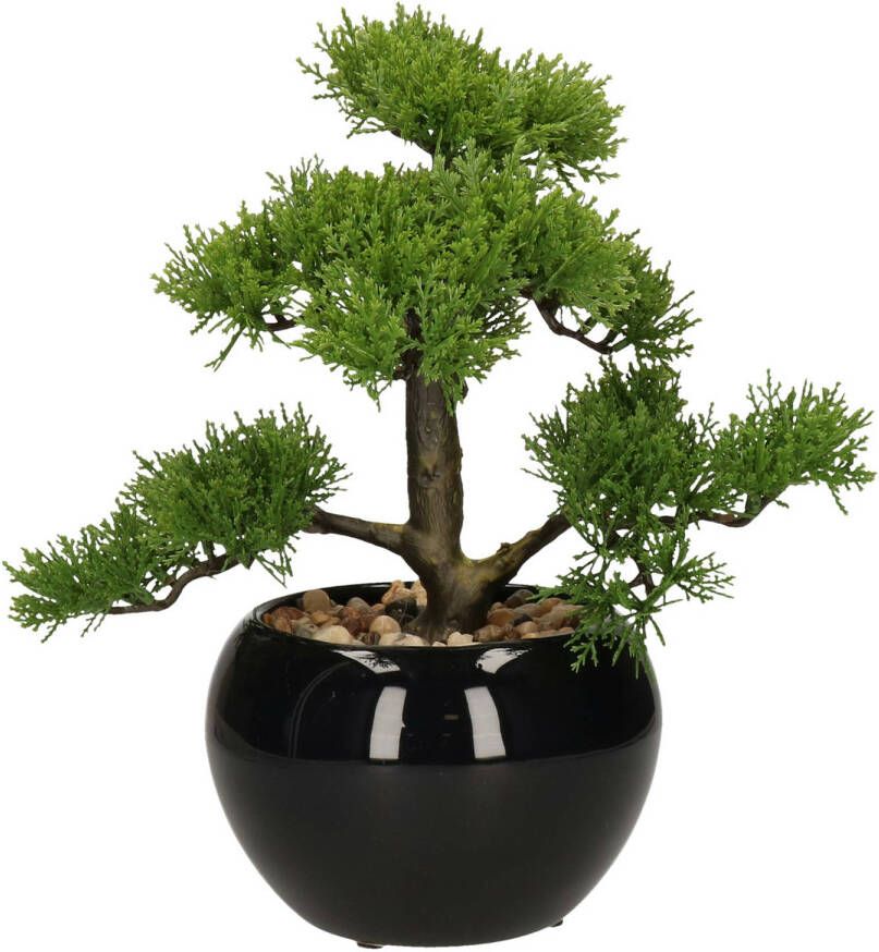 Atmosphera bonsai boompje in keramische pot 36 cm pvc groen kunstplant Kunstplanten