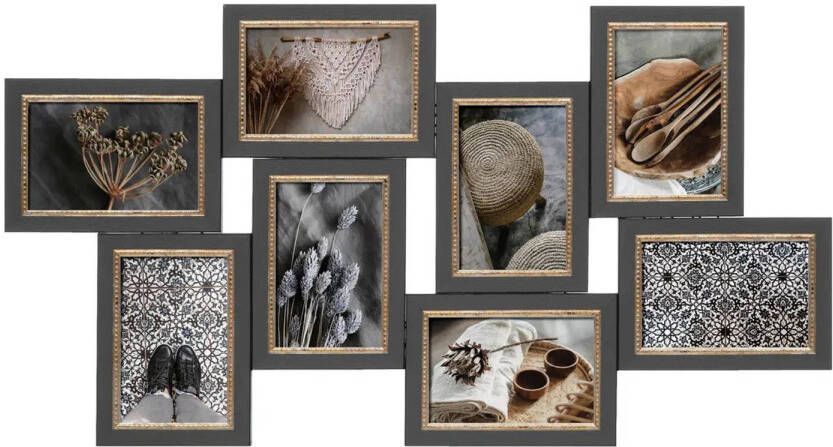 Atmosphera Collage fotolijst van 70 x 37 cm voor 8x foto van 10 x 15 cm grijs foto frame wand muur Fotolijsten