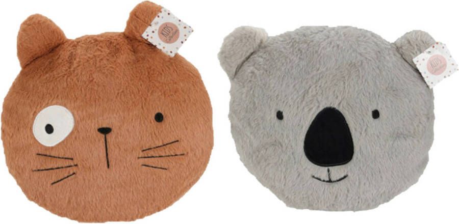 Atmosphera Dieren sierkussens set 2x kinderkamer koala kat 30 cm polyester Sierkussens