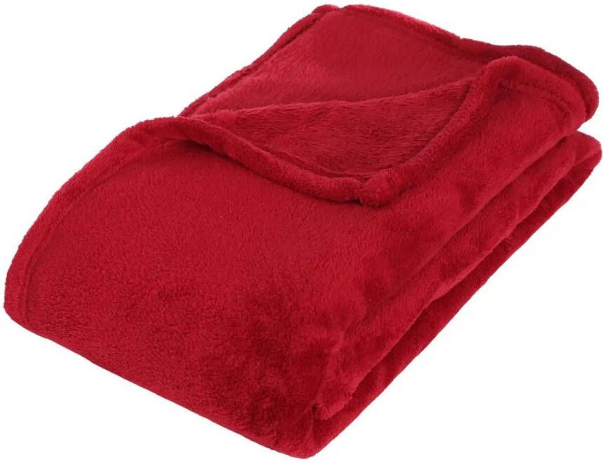 Atmosphera Fleece deken fleeceplaid rood 130 x 180 cm polyester Plaids