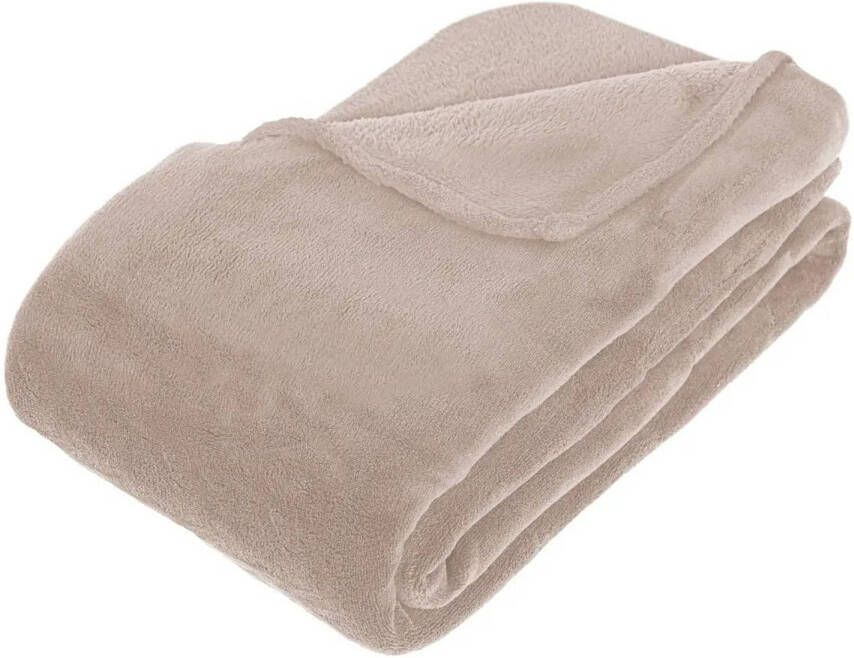 Atmosphera Grote Fleece deken fleeceplaid beige 180 x 230 cm polyester Bankdeken Fleece deken Fleece plaid - Foto 1