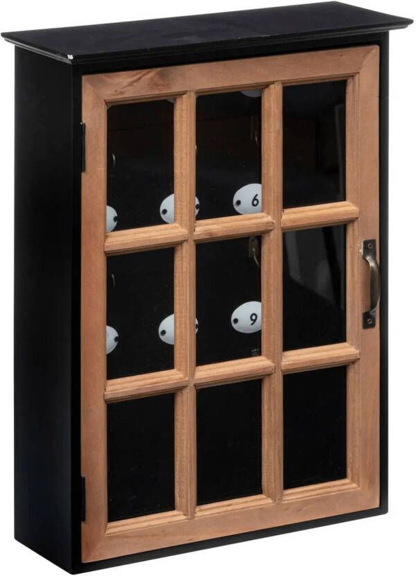 Atmosphera Sleutelkastje Classic Cabinet mdf glas zwart bruin 30 x 40 cm Voor 9 sleutels Sleutelkastjes