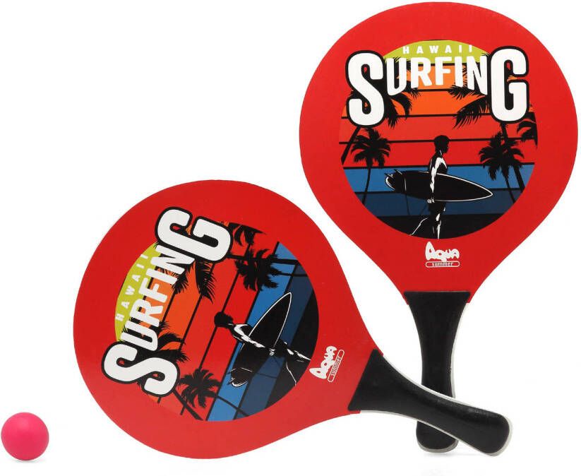 Atosa Beachball set Surfing hout rood strand tennis speelset kinderen volwassenen Beachballsets