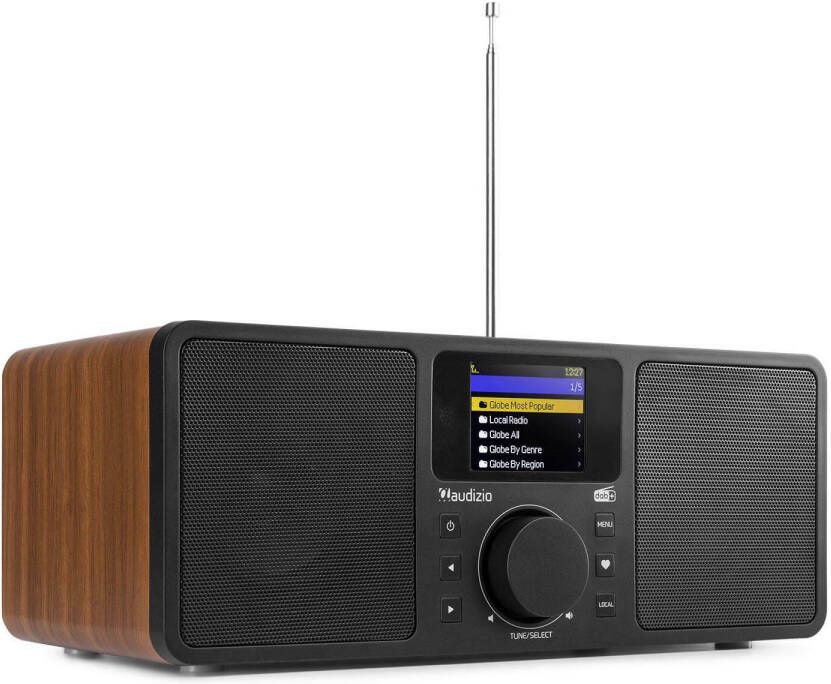 Audizio DAB Radio met Bluetooth en Internetradio Rome Wekkerradio Wifi AUX 2 Speakers Hout