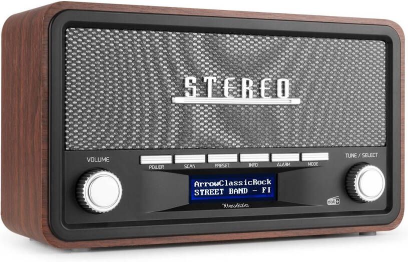 Audizio DAB radio met Bluetooth model 2023 Retro radio DAB+ FM Op batterijen en netstroom Foggia