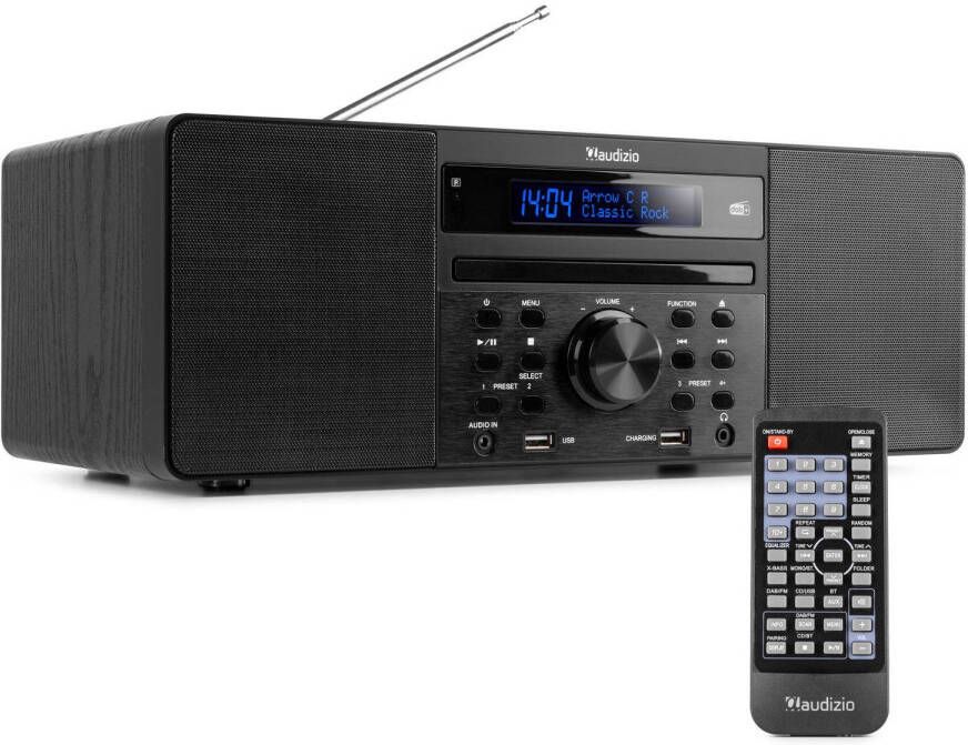 Audizio DAB radio met CD speler Bluetooth USB mp3 speler en radio Stereo Zwart Prato