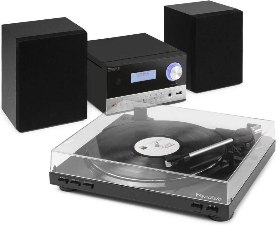 Audizio stereo set met CD speler en radio (FM en DAB) platenspeler Bluetooth en mp3 50W