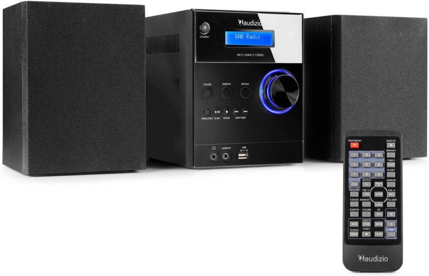 Audizio Stereo Set met CD Speler En Radio Metz Bluetooth AUX Alarm Zwart
