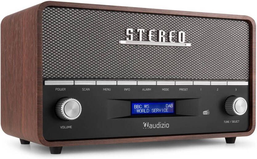 Audizio XL DAB radio met Bluetooth model 2023 Retro radio DAB+ FM Werkt ook op batterijen Corno