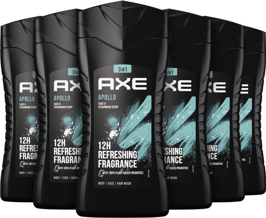 Axe Douchegel Apollo 3in1 Bodywash 6x 250ml Voordeelverpakking