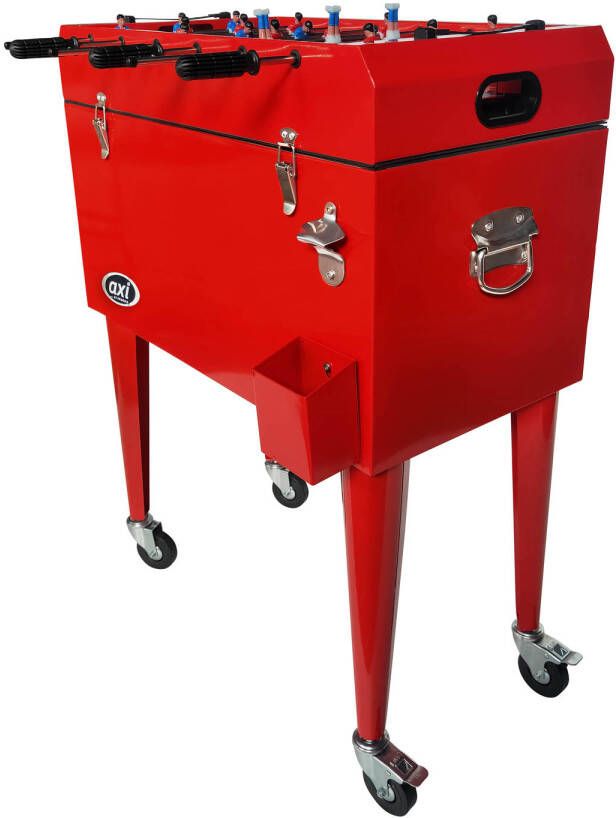 AXI Cooler Met Tafelvoetbal Rood Outdoor Koeler Op Wielen Met 65l Inhoud