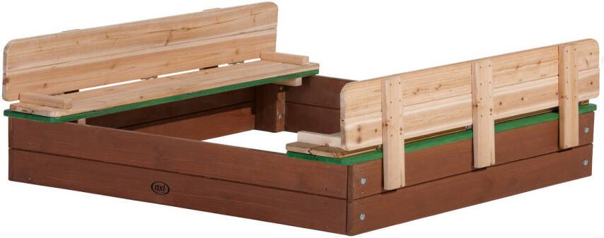 AXI Ella XL Zandbak van FSC hout met bankjes & deksel Zandbak voor kinderen in bruin & groen