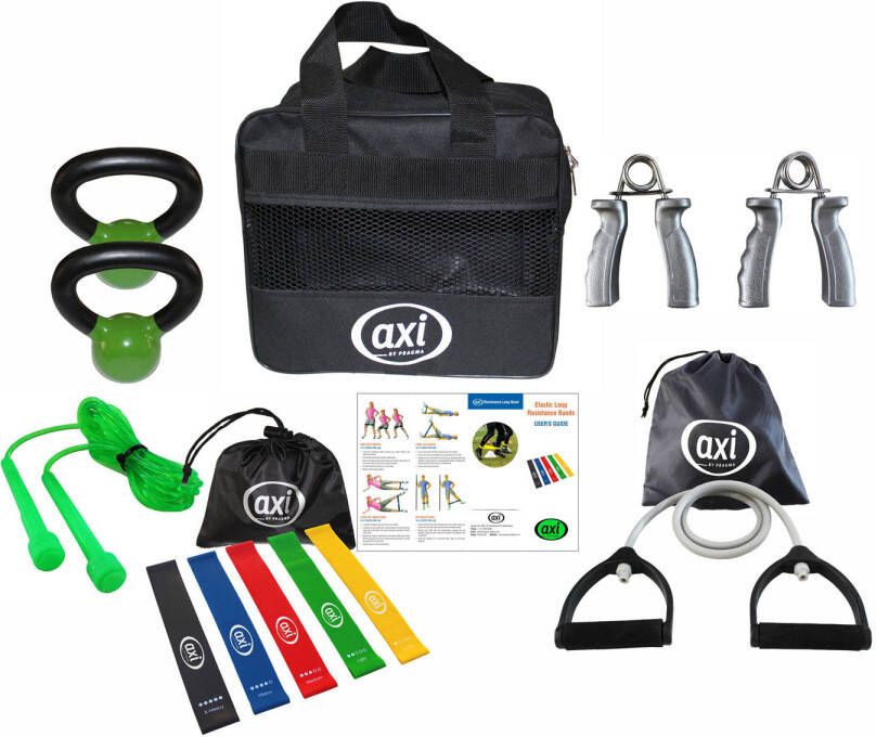 AXI Fitness Bag Tas met Weerstandsbanden Weerstandskabel Handtrainer Kettlebells & Springtouw