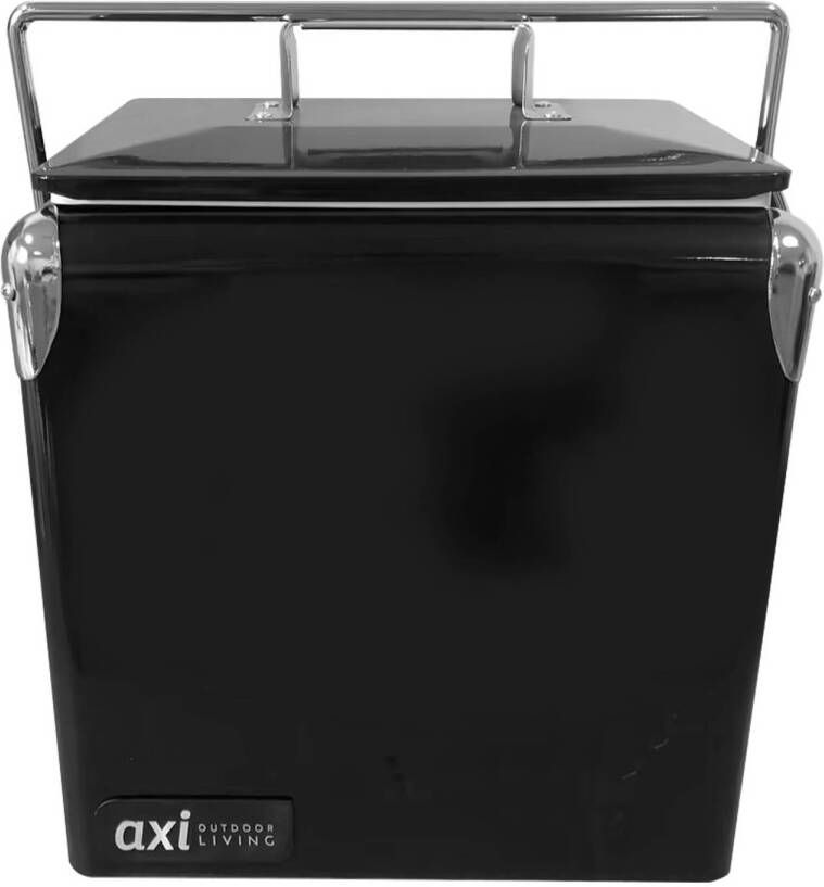 AXI Retro Mini Cooler Zwart Outdoor Koeler Koelbox klein met afneembaar deksel & flesopener