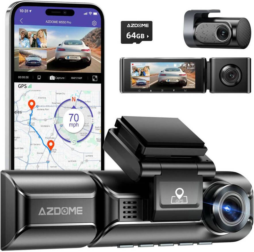 AZDome M550 Pro 3CH 4K Wifi GPS 64gb dashcam