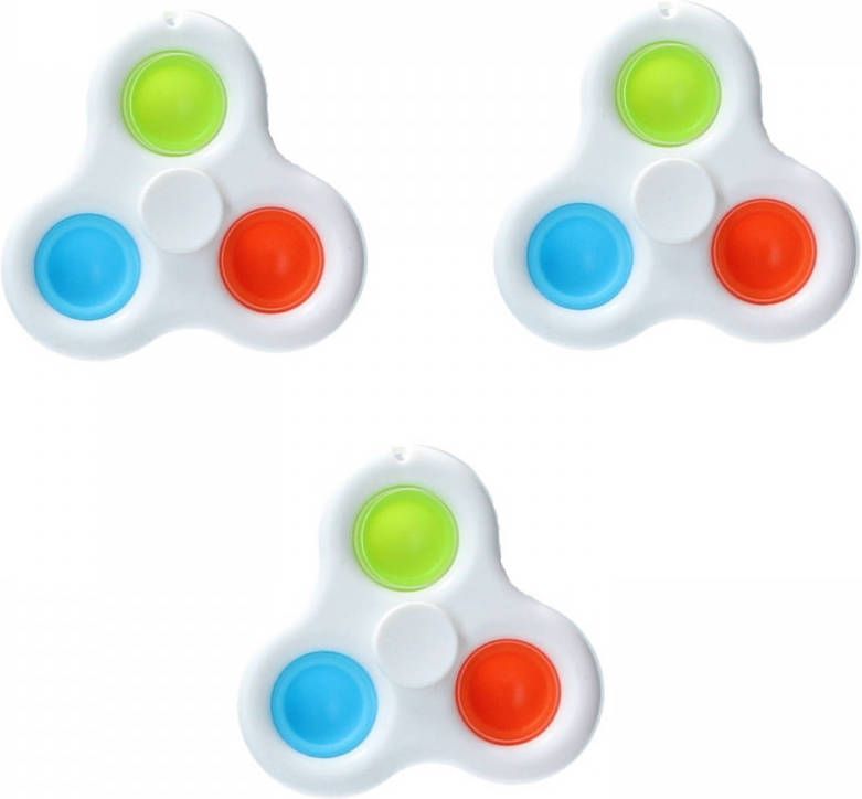 Banzaa Pop it Simple dimple Fidget Spinner ? 2 in 1 set 3 stuks ? Rage 2021 Wit