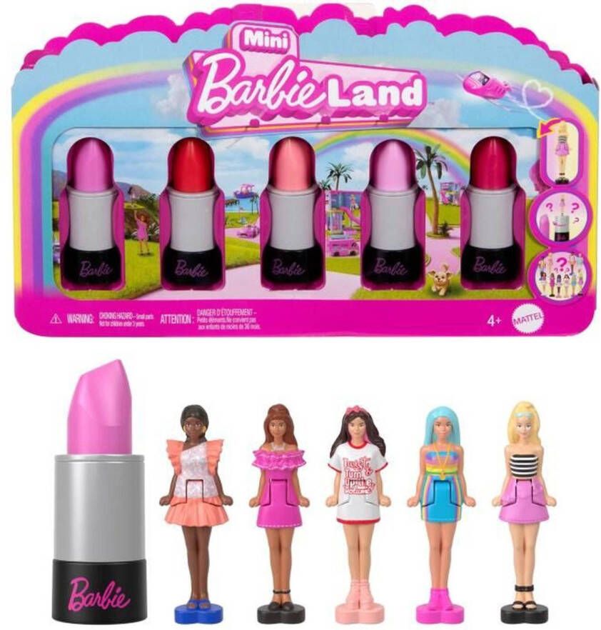 Barbie Mini Land 6 lippenstiftset met minipoppetjes JBD26