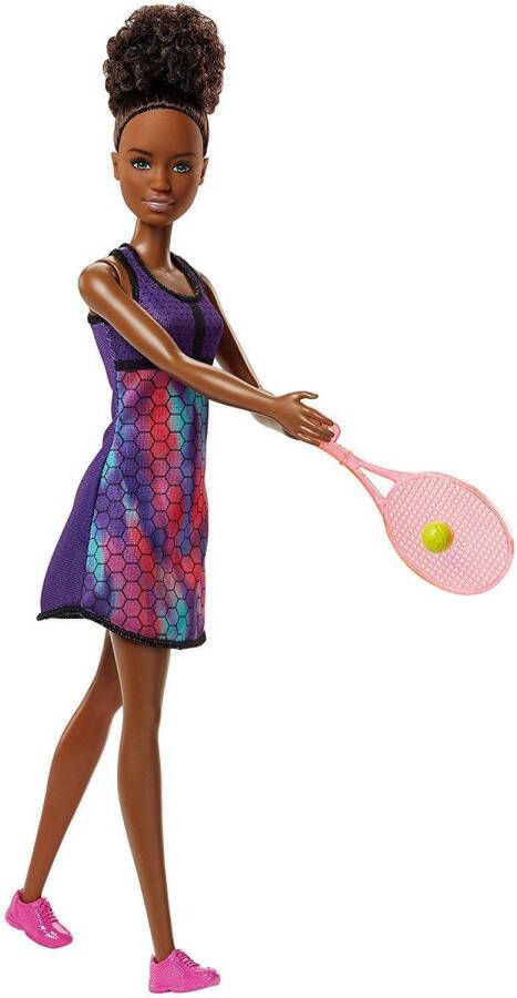 Barbie tennisspeelster met racket 28 cm paars