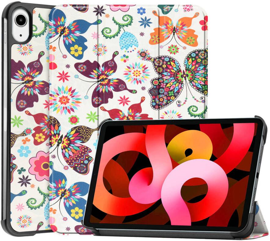 Basey iPad Air 2022 (5e generatie) Hoesje Kunstleer Hoes Case Cover iPad Air 2022 (5e generatie)-Vlinders