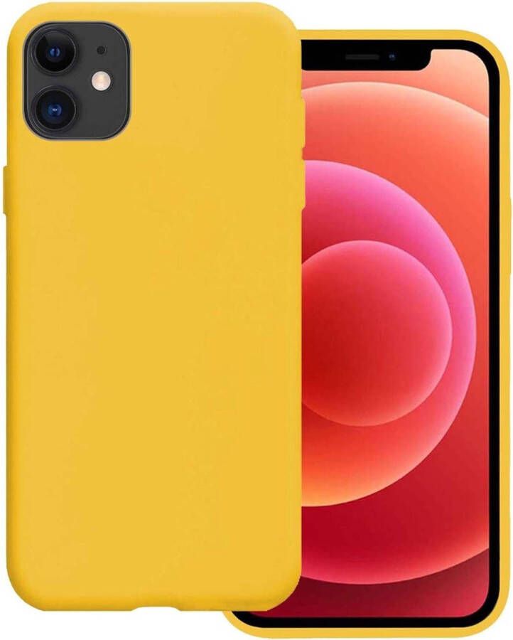 Basey iPhone 12 Hoesje Siliconen Case Back Cover iPhone 12 Hoes Cover Silicone Geel 2x