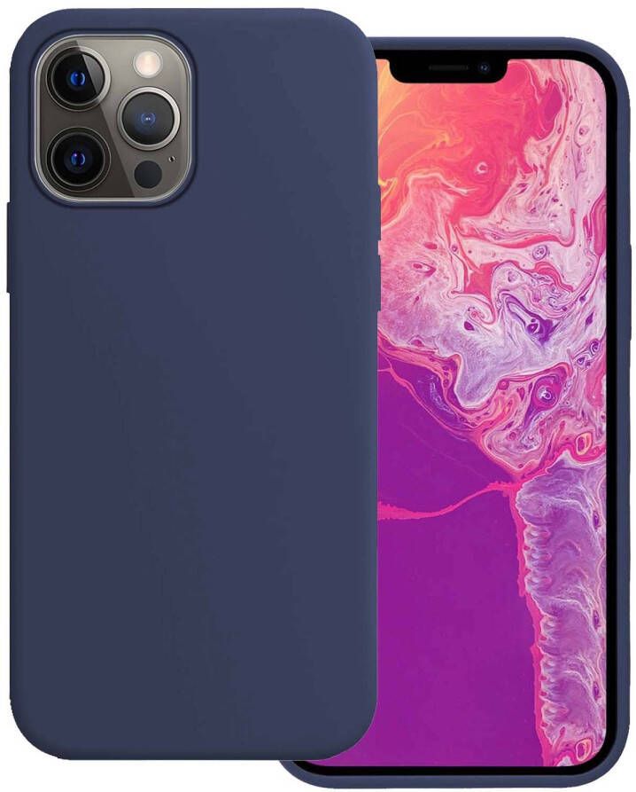 Basey iPhone 13 Pro Max Hoesje Siliconen Hoes Case Cover iPhone 13 Pro Max-Donkerblauw