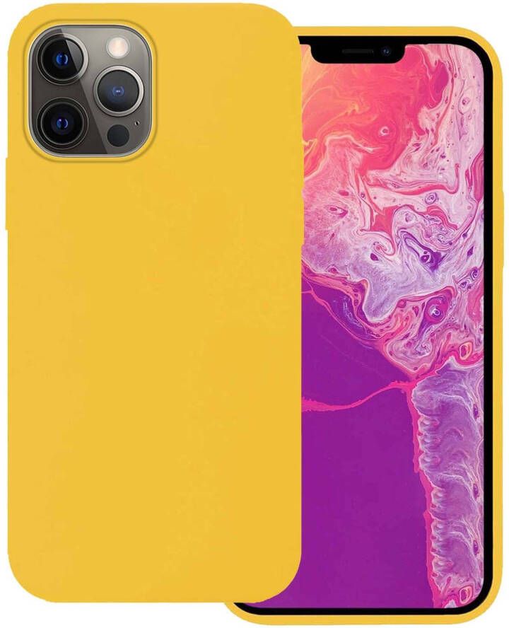 Basey iPhone 14 Pro Max Hoesje Siliconen Back Cover Case iPhone 14 Pro Max Hoes Silicone Case Hoesje Geel