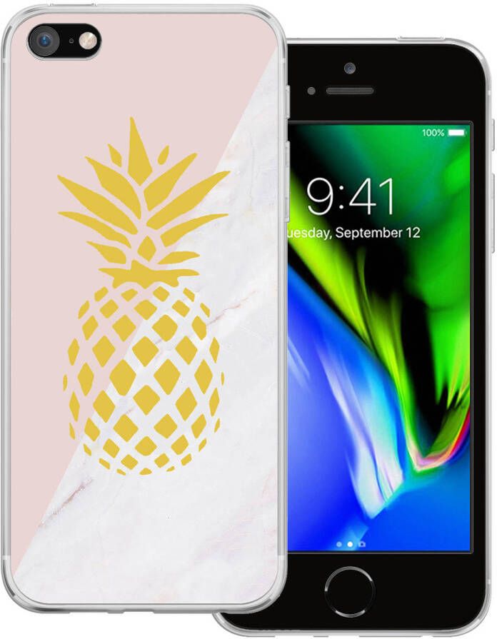 Basey iPhone SE 2020 Hoesje Siliconen Back Cover Case iPhone SE 2020 Hoes Silicone Case Hoesje Ananas
