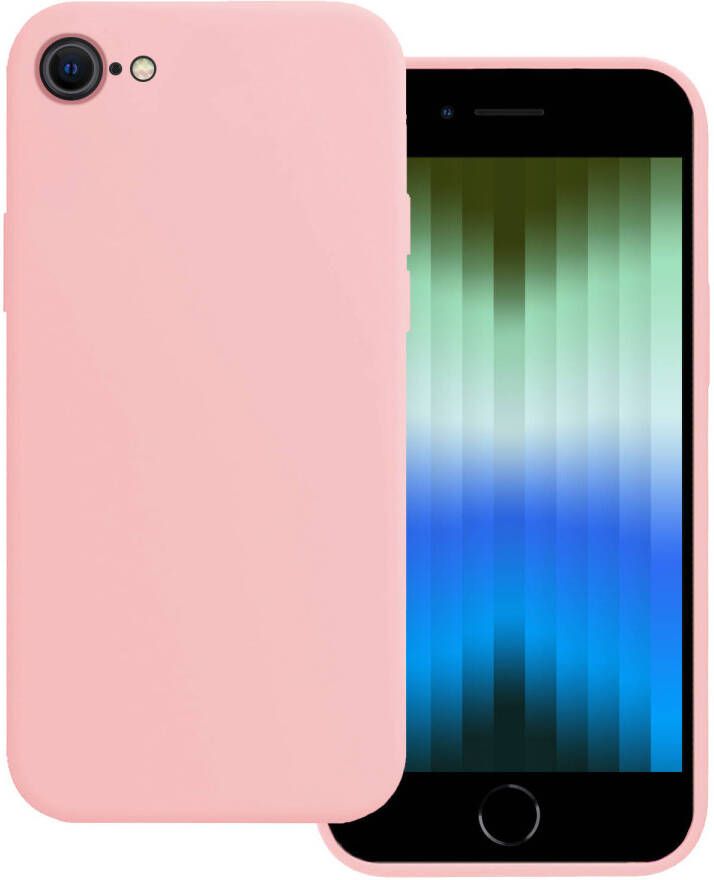 Basey iPhone SE 2022 Hoesje Silicone Case iPhone SE 2022 Case Siliconen Hoes iPhone SE 2022 Hoes Cover Licht Roze