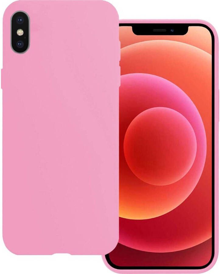 Basey iPhone X Hoesje Roze Siliconen iPhone X Case Back Cover Roze Siliconen iPhone X Hoesje Siliconen Hoes Roze