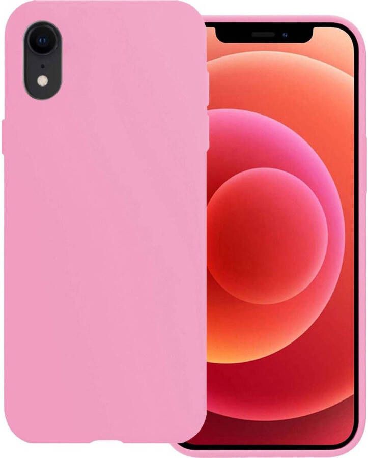 Basey iPhone XR Hoesje Roze Siliconen iPhone XR Case Back Cover Roze Siliconen iPhone XR Hoesje Siliconen Hoes Roze