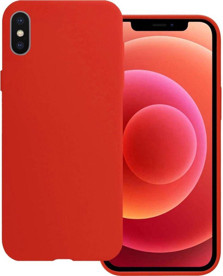 Basey iPhone Xs Hoesje Rood Siliconen iPhone Xs Case Back Cover Rood Silicone iPhone Xs Hoesje Siliconen Hoes Rood