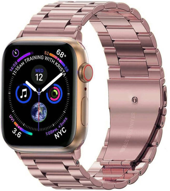Basey Apple Watch 1-8 SE 42 44 45 mm Bandje Metaal band Smart watch Bandje RVS