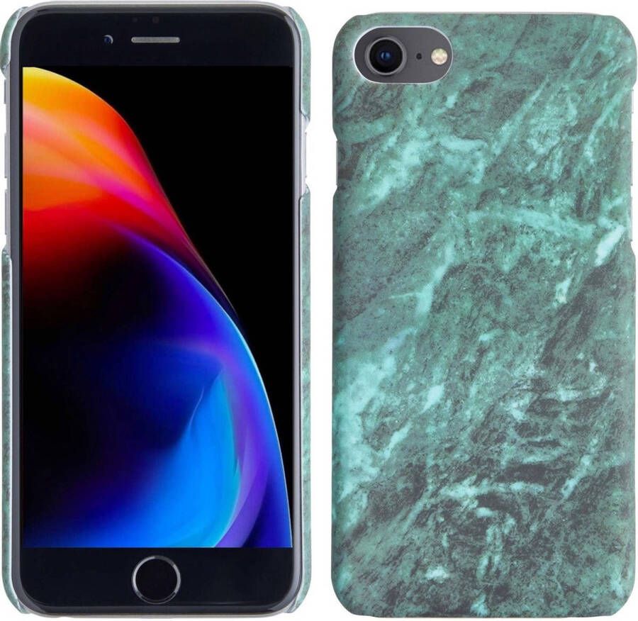 Basey iPhone 7 8 SE 2020 Hoesje Marmer Case Marmeren Cover Hoes Groen Marmer Hardcover