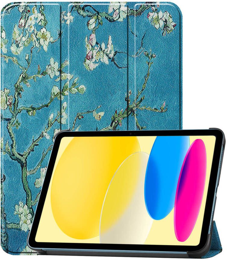 Basey iPad 10 2022 Hoes Case Hoesje Hard Cover iPad 10 Hoesje Bookcase Bloesem