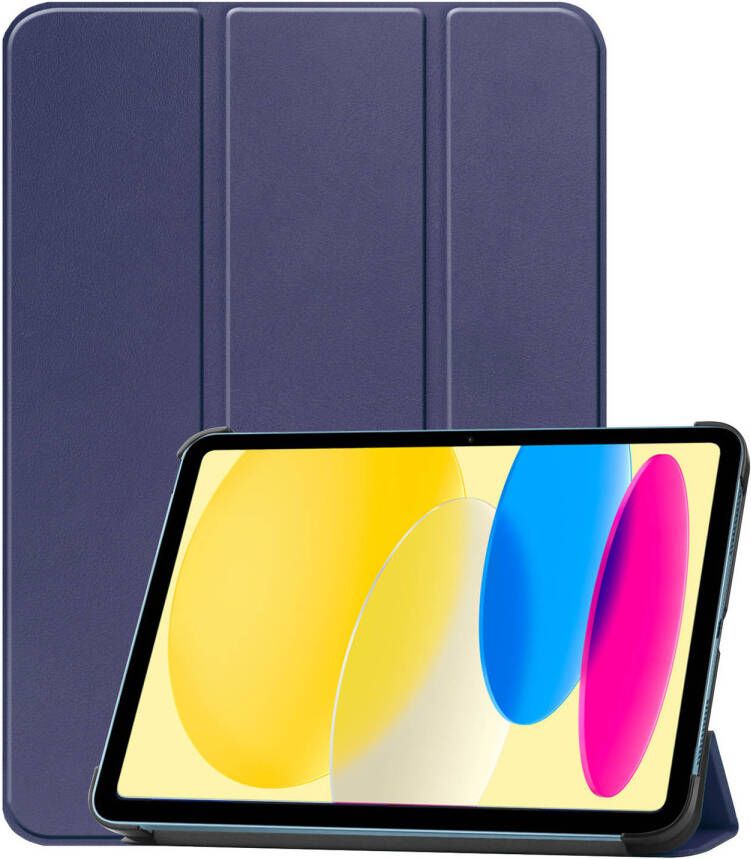 Basey iPad 10 2022 Hoes Case Hoesje Hard Cover iPad 10 Hoesje Bookcase Donker Blauw