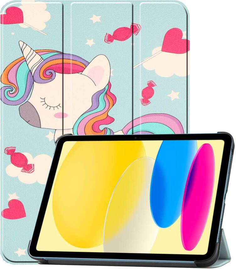Basey iPad 10 2022 Hoes Case Hoesje Hard Cover iPad 10 Hoesje Bookcase Eenhoorn